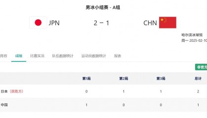 亚冬会男子冰球小组赛收官 中国队1:2惜败日本队